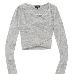 Aritzia Wilfred Free Gray Heather Wrap Long Sleeve top